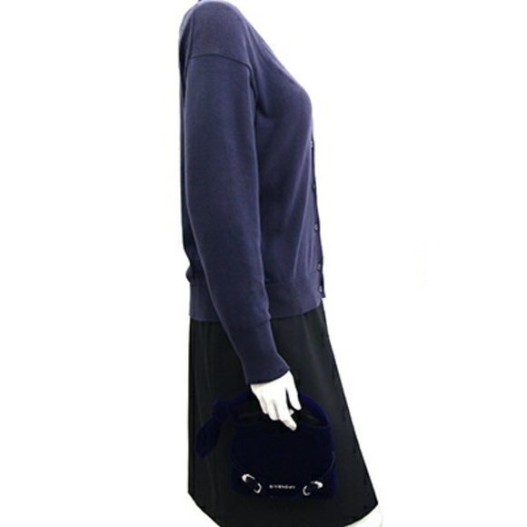 GIVENCHY Nano Voile Handbag with Velvet Ribbon Detail Dark Navy Leather Velour - Picture 7 of 7